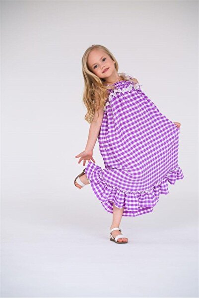 Hilal Akıncı Kids Rochie lungă țesătă Gingham pentru fete