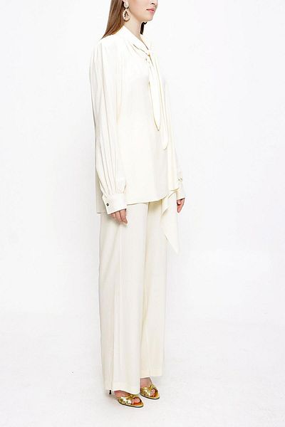 SOCIETA Ecru Elastic Waist Trousers Double Suit 12284
