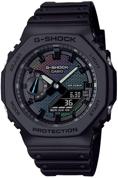 Casio ساعة جي شوك كاجوال للرجال بتصميم قوس قزح من الطوب - GA-2100RW-1ADR