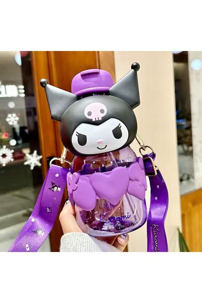 synshop Kuromi Sanrio Figure 850 ml Water Bottle Flask Tritan Harmless to Health