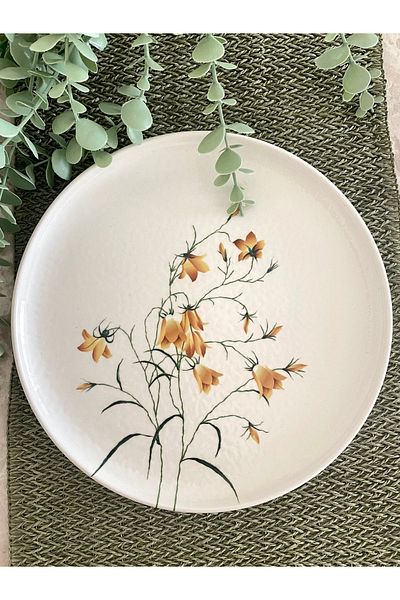 Yiğit Seramik Züccaciye Yellow Crocus 26 cm Large Round Serving & Presentation Plate