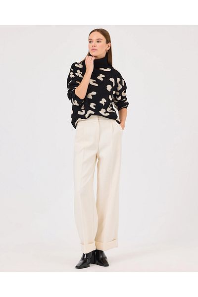 SEÇİL Pulover din tricot cu model zebră cu guler vertical