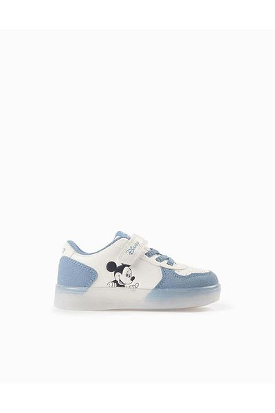 Ziddy Light-up Trainers for Baby Boys 'Mickey', White/Blue