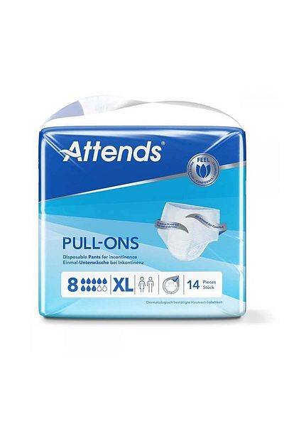 attends Pull On 8 Xlarge Incontinence Adult Diapers, Unisex - 14 Pieces