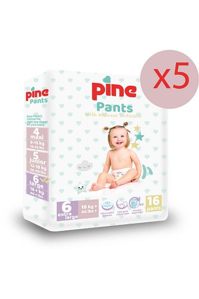 Pine Extra Large (18+kg) 5X16-80 Panty Diapers