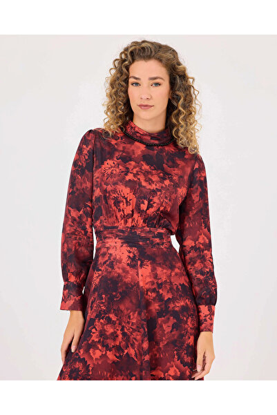 SCL Desenli Boncuk Detaylı Bele Oturan Elbise