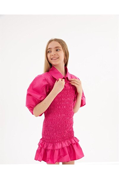 Hilal Akıncı Kids Φόρεμα με βολάν για κορίτσια με μανίκια με μπαλόνι