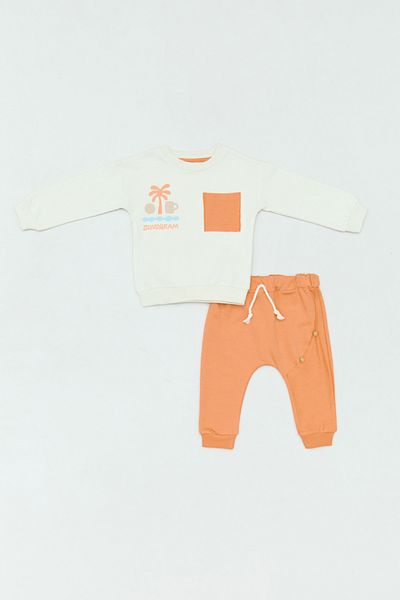 Fulla Moda 100% Cotton Palm Printed Unisex Kids Suit with Pockets