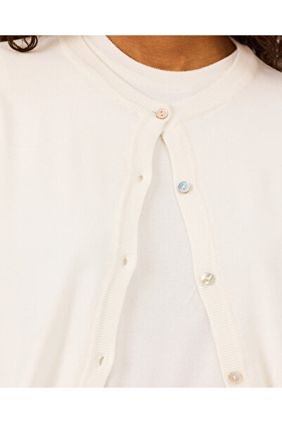 SEÇİL Sıfır Yaka Düğmeli Uzun Kollu Triko Hırka