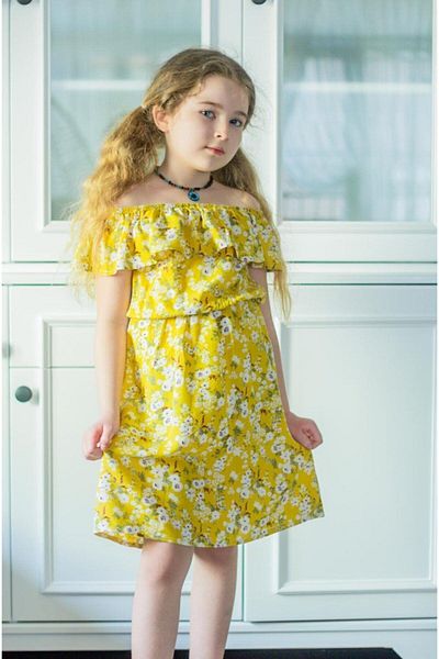 Hilal Akıncı Kids Girls' Off-Shoulder Floral Drawstring Dress