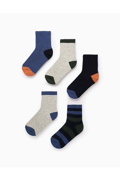 Ziddy Pack of 5 Pairs of Socks for Boys 'Stripes', Multicolour