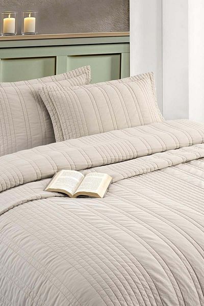 Altınbaşak Valentina Double Bedspread Beige (3 Pieces)