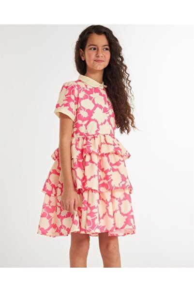 Hilal Akıncı Kids Rochie de in din bumbac stratificată colorată pentru fete