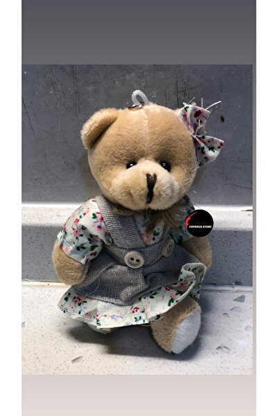 TOPROCKSTORE Sevimli Elbiseli Tulumlu Ayıcık Peluş Oyuncak Anahtarlık Uyku Arkadaşı Hediyelik 12 CM