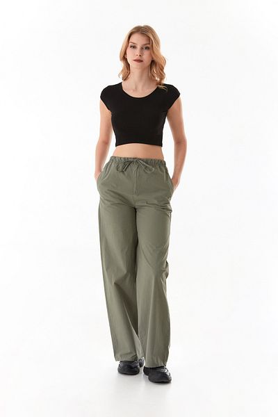 Fulla Moda Παντελόνι Parachute Fabric με ελαστική μέση