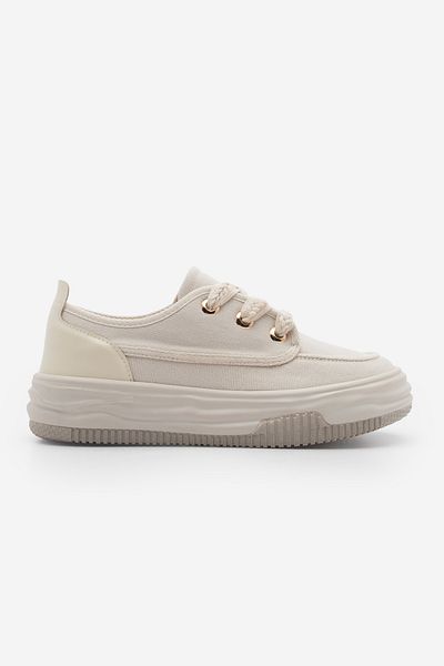 Marjin Damen Sneaker - Schnürer Leinen Sneakers Rotvi Ecru