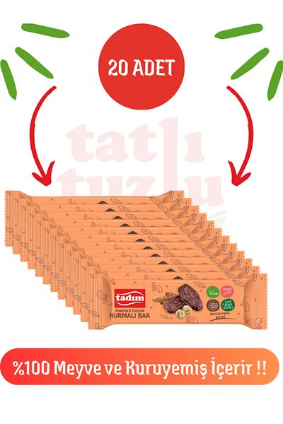 Tadım Date Bar with Hazelnut & Cinnamon 40 Gr X 20 Pieces (Vegan)