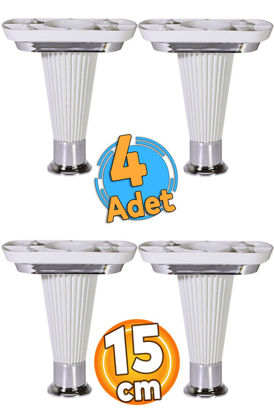 Nobel Nitra Mobilya Kanepe Puf Koltuk Baza Ayağı Beyaz Krom Ayakları 15 Cm (4...
