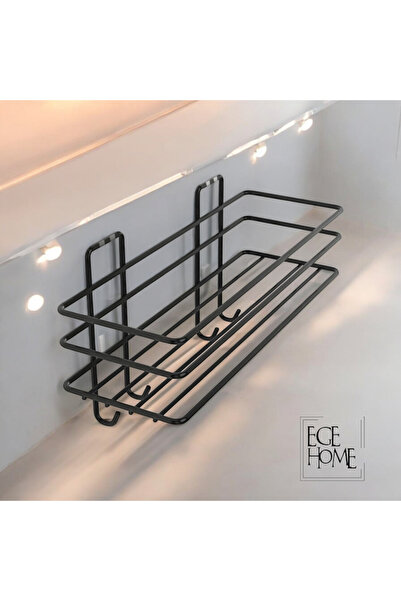 Home 3 Lü Set Yapışkanlı 4 Kancalı Paslanmaz Banyo Rafı Mat Siyah Banyo Şampuanlık Duşakabin Duş Askısı