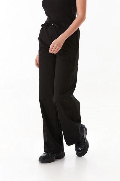Fulla Moda Gabardine Palazzo Trousers with Elastic Waist Pockets