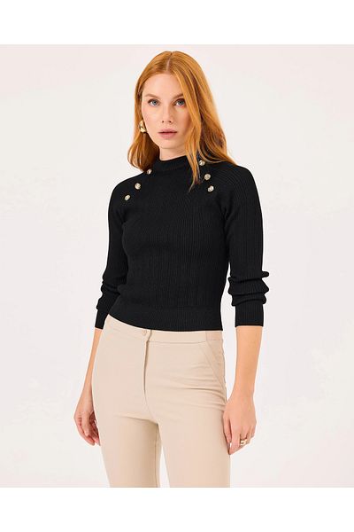 SEÇİL Bluză din tricot cu mânecă lungă cu decolteu cu accesorii