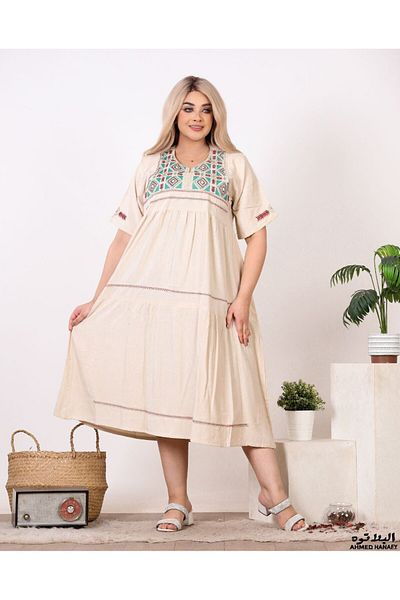Genrics Comfortable and flowing embroidered cotton midi jalabiya