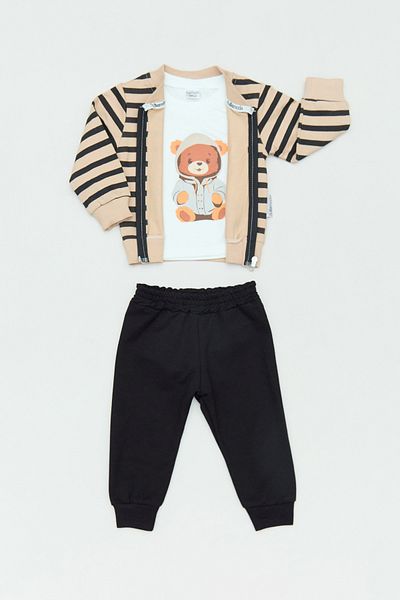 Fulla Moda 100% Cotton Teddy Bear Printed 3-Piece Boy's Suit