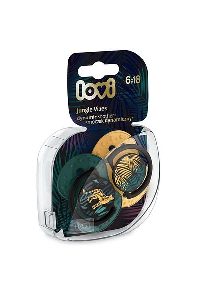 LOVI Dynamic Soother Jungle Vibes Collection For 6-18 Months - Green, Pack of 2