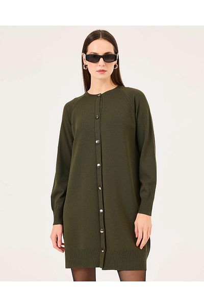 SCL Cardigan cu nasturi cu gât rotund