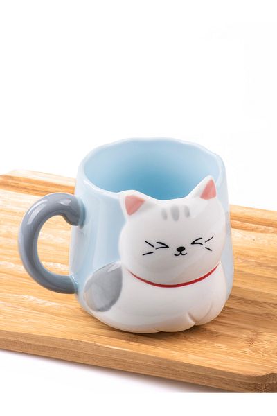 MUKKO HOME 3D Embossed Cat Porcelain Mug – 450 ml Large Capacity, Stylish and Fun Design