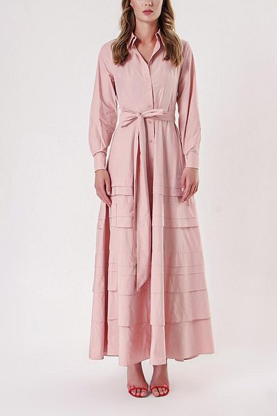 SOCIETA Salmon Skirt piece detail long taffeta dress 94333