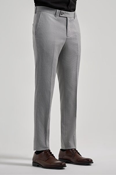 İmza Gri Esnek Yandan Cepli Slim Fit Classic Pantolon 1003250160