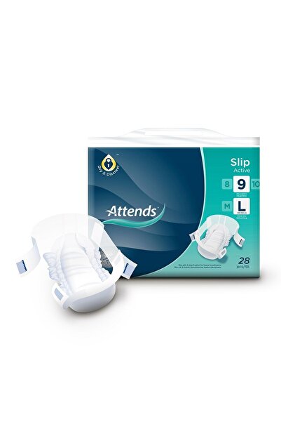 attends فوط سليب أكتيف 9 كبيرة الحجم للاستخدام مرة واحدة - لسلس البراز، 28 قطعة