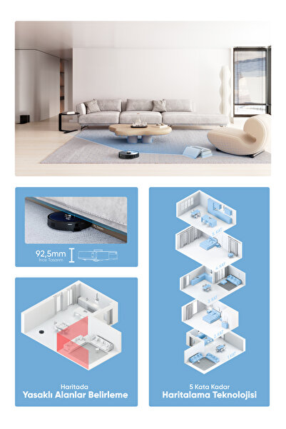 Şımart Teknoloji Katya T Akıllı Robot Süpürge Otomatik Toz Boşaltma Ve Mop Özellikli