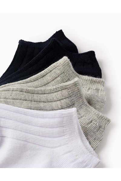 Ziddy Pack of 5 Pairs of Ribbed Ankle Socks for Baby Boys, Multicolour