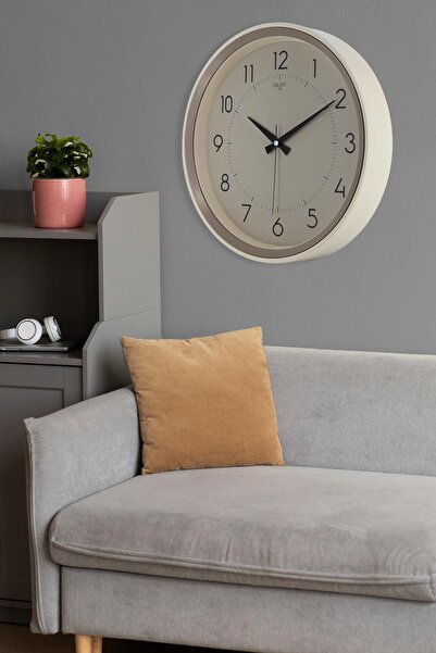 Aypaş - Galaxy Krem Kasa Kumbeji Çerçeve Duvar Saati 37 cm