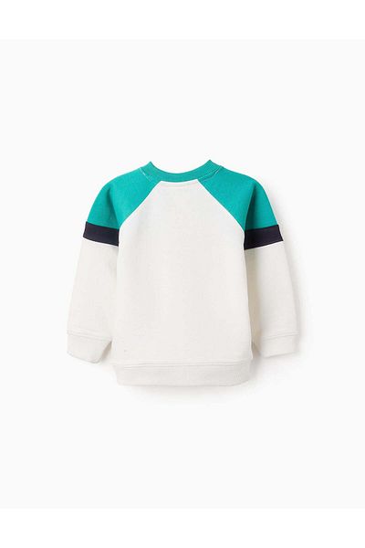 Ziddy Sweatshirt with Colourblock for Baby Boys 'Sea', White/Blue/Green