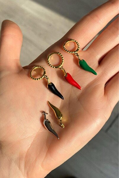 Spossy Silver Jewelry Kırmızı Mineli Biber Küpe