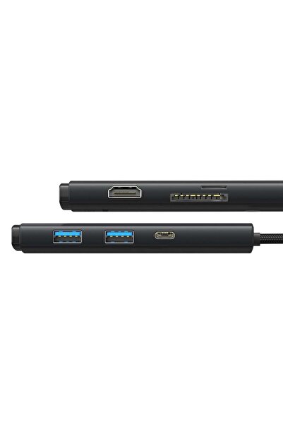 Baseus Lite Series 6-Port Type-C Hub (Type-C to Hdmi+Usb3.0*2+Pd+Sd/Tf) - Black