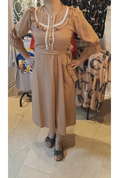 MODA Linen Lace Detailed Women's Dress