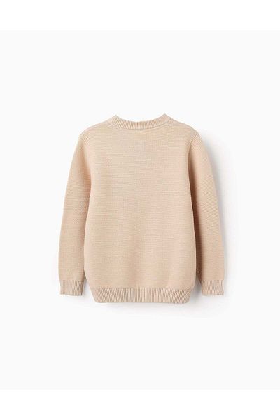 Ziddy Knitted Jumper with Texture for Boys, Beige