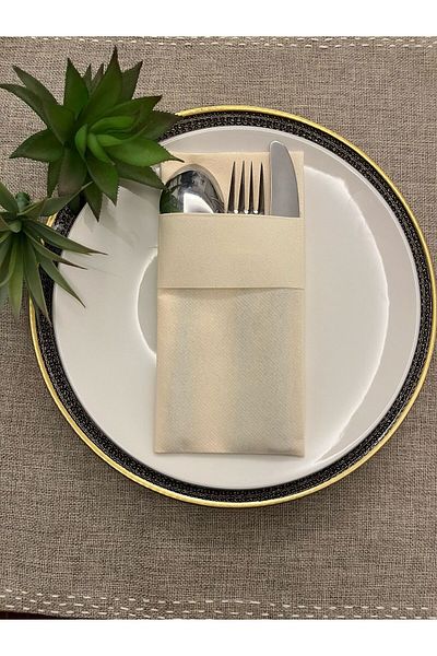 kidspartim Χαρτοπετσέτες Kangaroo Pocket 12 τεμαχίων 40x40 κρεμ ύφασμα με αίσθηση αέρα
