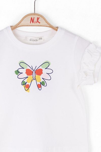 nk kids Nk Baby Girl Butterfly Tshirt 1-4 Years Ecru