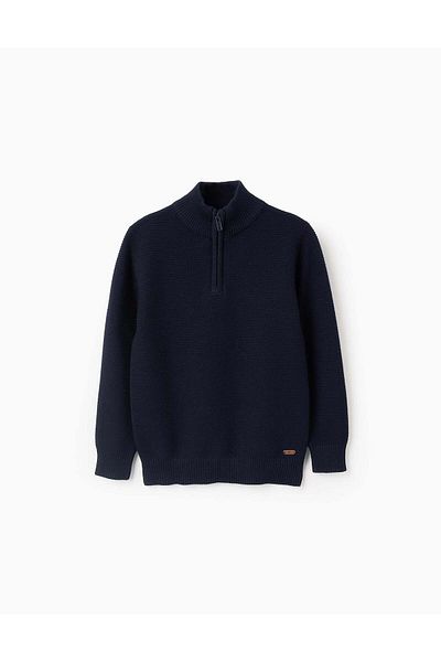 Ziddy Jumper with High Neck for Boys, Dark Blue