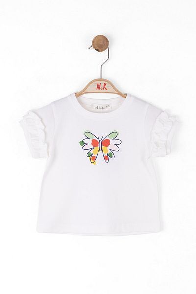 nk kids Nk Baby Girl Butterfly Tshirt 1-4 Years Ecru