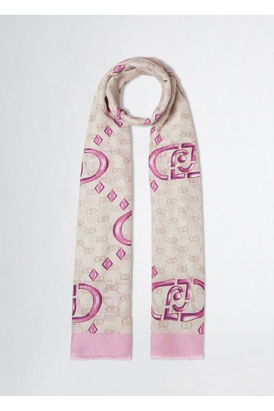 Liu Jo Women Brand Logo Patterned Stylish Pink Shawl & Scarf & Kerchief 2A5029T0300-X0661