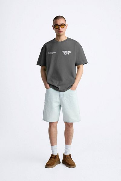 The Champ Clothing Crew Neck Eighty Five Written Oversize Smoked Men's T-Shirt
