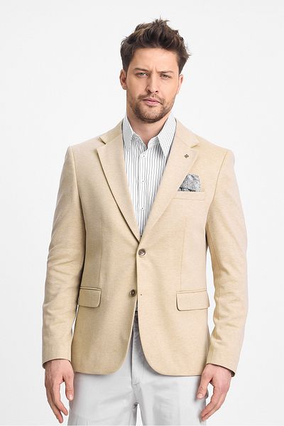 Frappoli Fenix ​​Ανδρικό μπουφάν Battal Plus Size Camel Regular Fit Μπουφάν από βαμβακερό μείγμα Lycra Blazer
