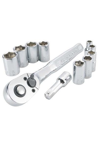 CraftSman 11-Piece Alloy Steel Rust-Resistant 6-Point Socket and Ratchet Set 1 and 4inch