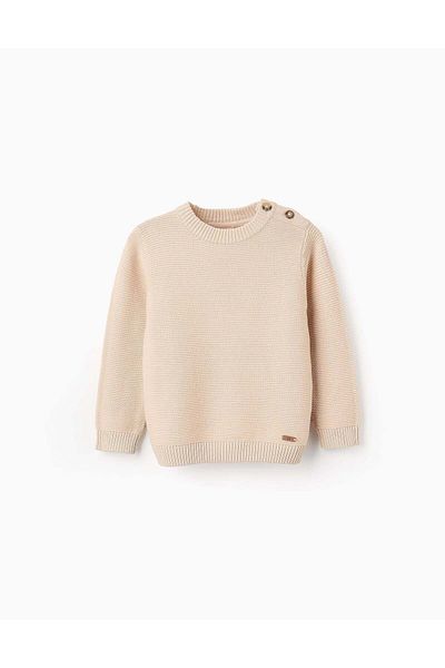 Ziddy Knitted Jumper with Texture for Baby Boys, Beige